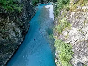 Blue Waters Prints: Aerial image of the beautiful Shala river in Northern Albania