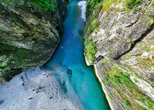 Albania Prints: Aerial image of the beautiful Shala river in Northern Albania