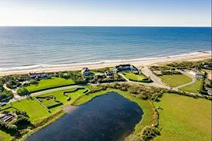 Estates Prints: Aerial image of Georgica Beach and immediate surrounding area, East Hampton, NY