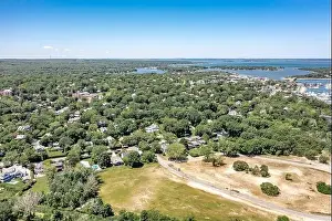 North Haven Prints: aerial image of havens beach area, sag harbor village and beyond