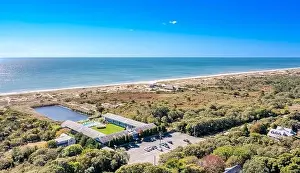 Amagansett Prints: An aerial landscape of Amagansett Beach and Ocean Dunes Apartments