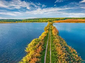 Awakening Prints: Aerial landscape photography. Attractive summer scene of Vertelka lake
