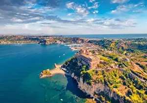 Splendid Prints: Aerial landscape photography. Beautiful view from flying drone of Aragonese Castle of Baia