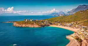 Aerial landscape photography. Bright morning view of Jale Baech