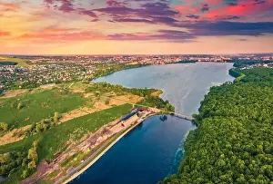 Seret Prints: Aerial landscape photography. Fantastic summer view from flying drone of Ternopil lake