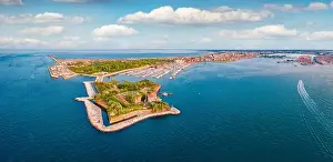 Lagoon Bay Prints: Aerial landscape photography. Magnificent summer seascape of Adriatic sea
