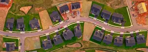 New Construction Prints: Aerial landscape of typical American new construction neighborhood in Maryland for the upper middle class