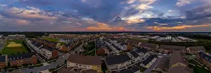 New Construction Prints: Aerial landscape of typical American new construction neighborhood in Maryland for the upper middle class