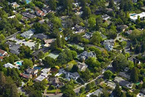 Bay Area Prints: Aerial of luxury houses in San Mateo, San Francisco, California, USA