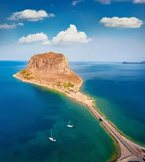 Splendid Prints: Aerial morning view from flying drone of Monemvasia island