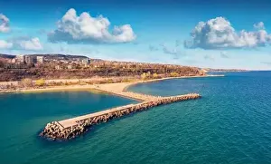 Varna Prints: Aerial morning view of Varna port