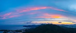 aerial night view beautiful lighting around the Phuket big Buddha