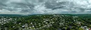 Aerials Prints: Aerial panorama of downtown Ithaca and Cornell University in upstate New York