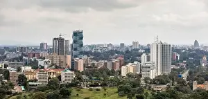 Nairobi Prints: Aerial panorama of downtown Nairobi and the Kilimani area of Nairobi, Kenya