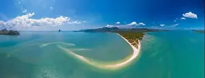 Phang Nga Prints: Aerial panorama drone shot of Lam Haed beach peninsula