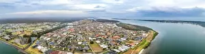 Harrington Prints: Aerial panorama of Harrington township and Manning River at dusk