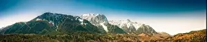 Mountain Panorama Prints: Aerial panorama image by drone of the Cascade mountains in Washington State
