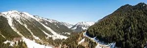 Mountain Panorama Prints: Aerial panorama image by drone of the Cascade mountains in Washington State