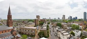 Battersea Prints: Aerial Panorama looking South along Battersea High St, London