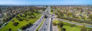 Mulgrave Prints: Aerial panorama of Monash Freeway and Wellington Road interchange in Mulgrave suburb of Melbourne