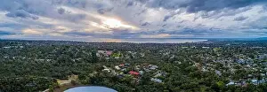 Mornington Peninsula Prints: Aerial panorama of Mornington Peninsula ona cloudy day at sunset