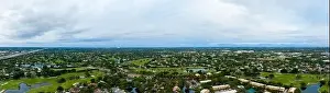 Stitched Photo Prints: Aerial panorama of neighborhoods in Plantation Florida USA