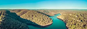 Forested Hills Prints: Aerial panorama of Nepean Lake and forested hills. Bargo, New South Wales, Australia