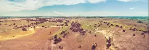 Hume Prints: Aerial panorama of pastures and countryside in Cullerin, New South Wales, Australia