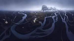 Aerial panorama of picturesque Lomagnupur Mountain range