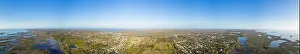 Aftermath Prints: Aerial panorama Pine Island Florida after Hurricane Ian recovery monts later
