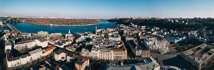 Flying High Prints: Aerial panorama of Podil district in Kyiv, Ukraine