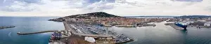 Sete Prints: Aerial panorama of the port of Sète at sunrise in Hérault in Occitanie, France