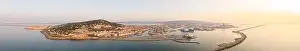 Sete Prints: Aerial panorama of the port of Sète at sunrise in Hérault in Occitanie, France