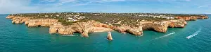 Praia Prints: Aerial panorama from Praia do Carvalho near Benagil in the Algarve Portugal