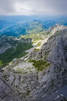 Seriana Valley Prints: Aerial panorama of the Presolana mountain from above in summer