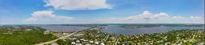 Stitched Photo Prints: Aerial panorama Roosevelt Bridge Stuart Florida St Lucie River