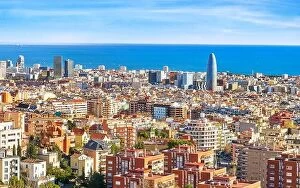 Images Dated 13th January 2017: Aerial panorama view of Barcelona city, Spain