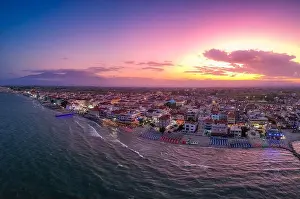 Pieria Prints: Aerial panorama view over the coastal town of Paralia Katerini