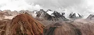 Almaty Prints: Aerial panorama view of the mountain valley in Tien Shan mountains in Almaty Kazakhstan