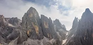 Geisler Prints: aerial panorama view on pale di san martino in the dolomites