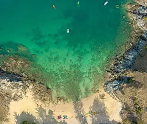 Yatch Prints: aerial panorama view above turquoise sea around Nui beach small beach surrounded by tourist attractions