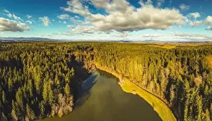 Styria Prints: Aerial panorama view at Wundschuher See in Wundschuh