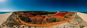 Deluxe Prints: Aerial panoramic drone beach view of Vilamoura and Praia de Falesia, Algarve, Portugal
