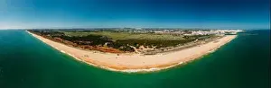 Deluxe Prints: Aerial panoramic drone beach view of Vilamoura and Praia de Falesia, Algarve, Portugal