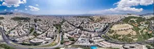 Gods View Prints: Aerial panoramic drone shot of Athens center with Oplymion Site
