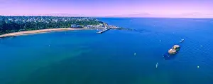 Black Rock Prints: Aerial panoramic landscape of historic shipwreck and beautiful Black Rock coastline in Melbourne