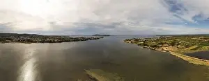 Oyster Prints: Aerial panoramic of the pond of Thau from Poussan, in Occitanie, France