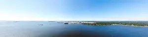 Finnish Rock Prints: Aerial panoramic summer view of island Mussalo in Baltic Sea, Kotka, Finland