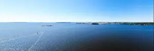 Finnish Rock Prints: Aerial panoramic summer view of island Mussalo in Baltic Sea, Kotka, Finland