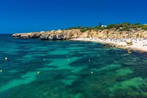 Aerial panoramic view of amazing Praia dos Paradinha beach, Albufeira, Algarve, Portugal
